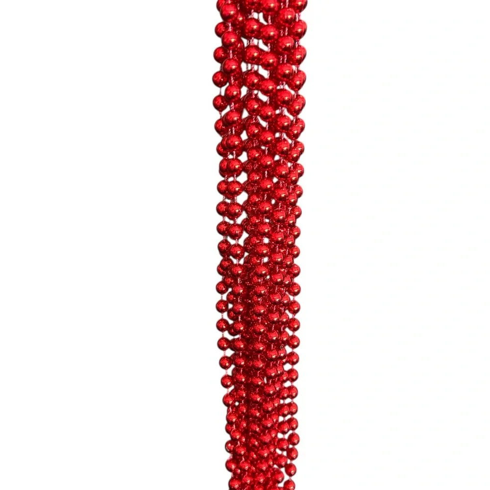18' Red plastic metallic Beaded Garland